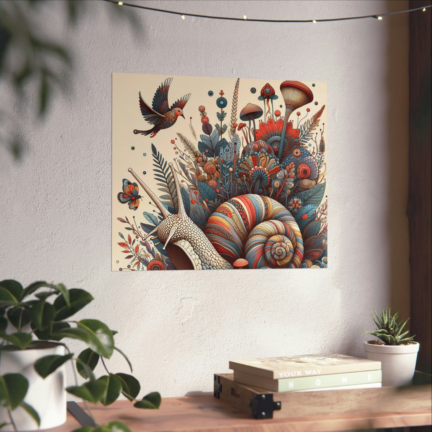 World Snail with Birds Matte Poster