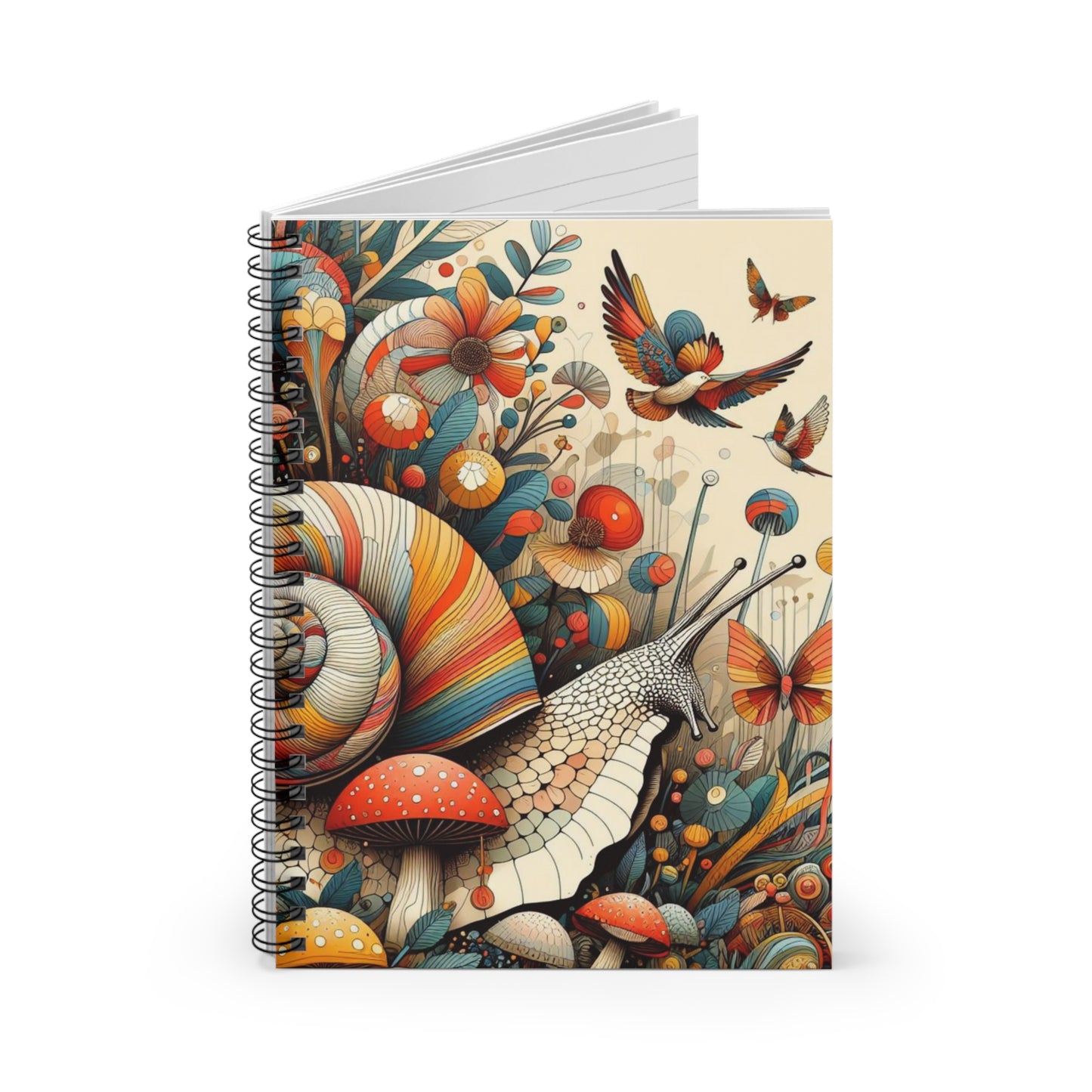 Flower Garden Snail & Butterfly Spiral Notebook - Ruled Lines