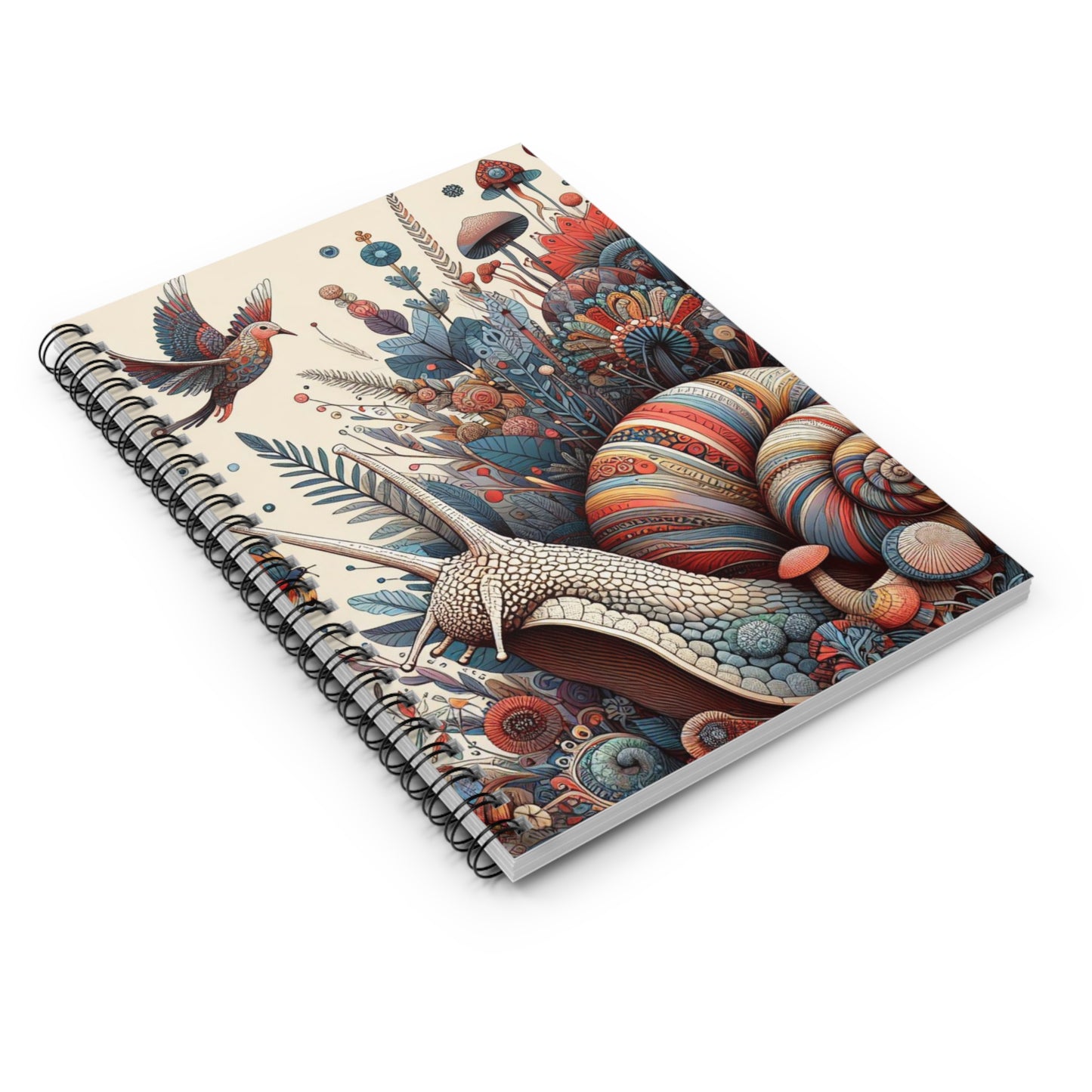 Snail & Birds Pastel Spiral Notebook - Whimsical Design