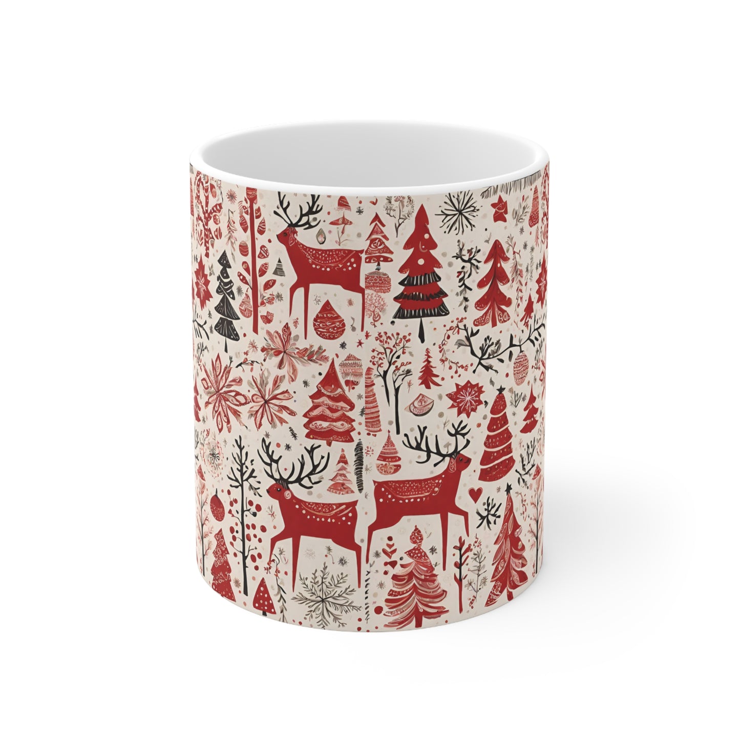 Festive Nordic Christmas Reindeer Gift Mug