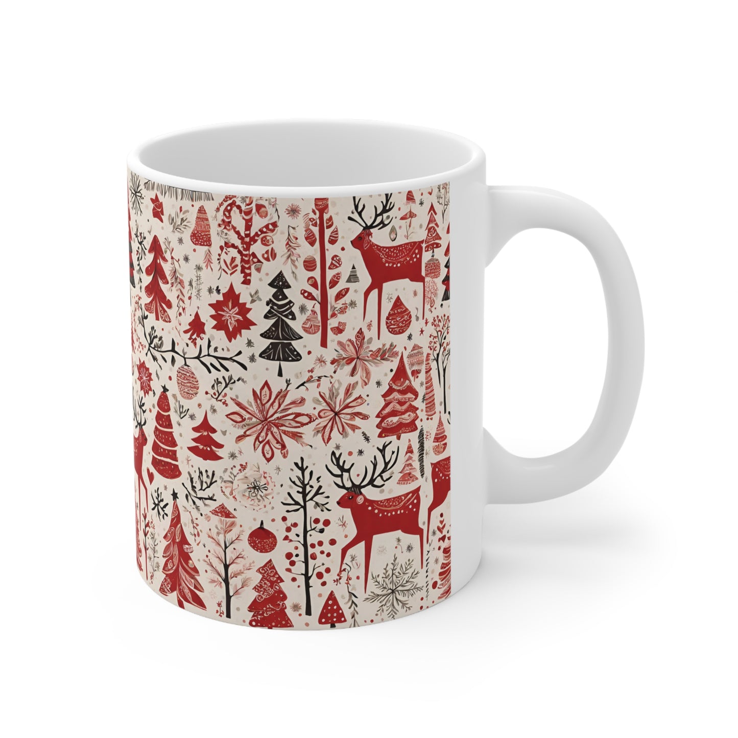 Festive Nordic Christmas Reindeer Gift Mug