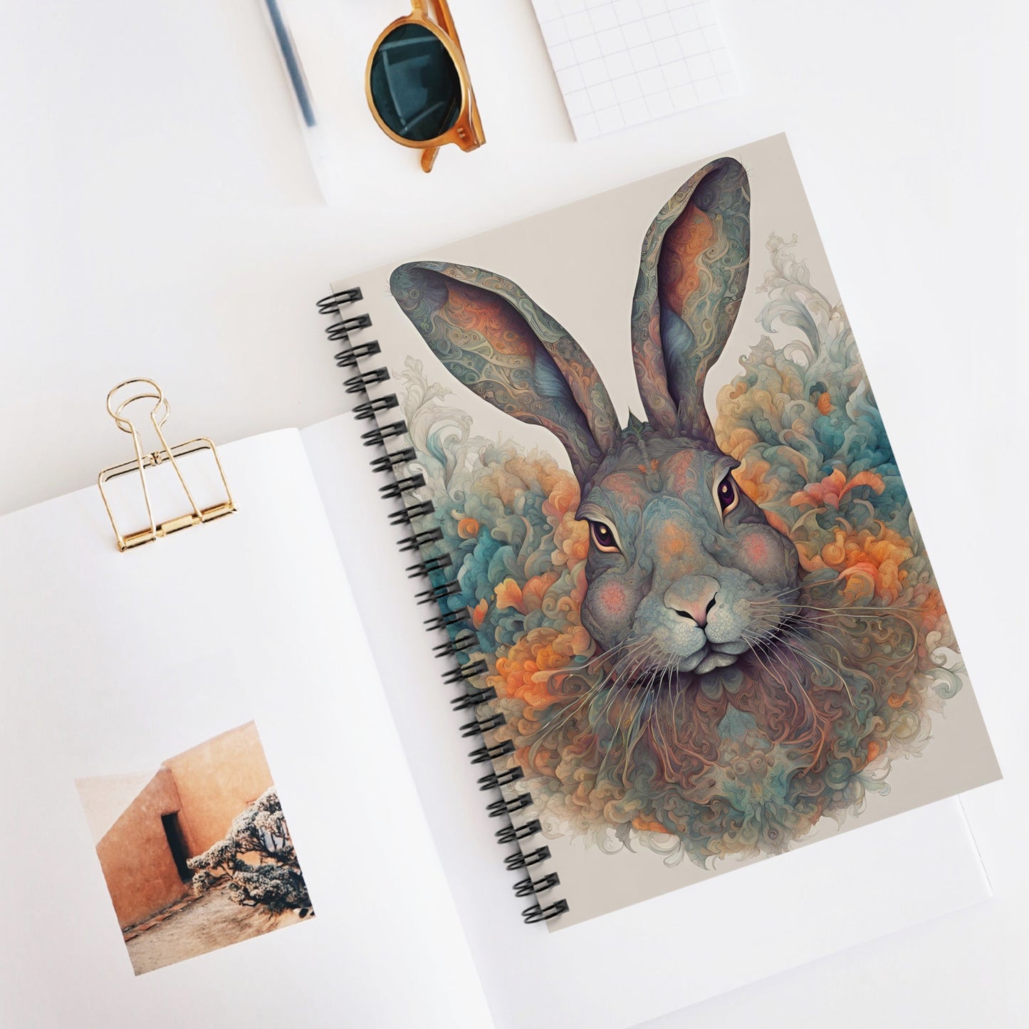 Watercolor Rabbit Notebook - Elegant Ruled Spiral Journal