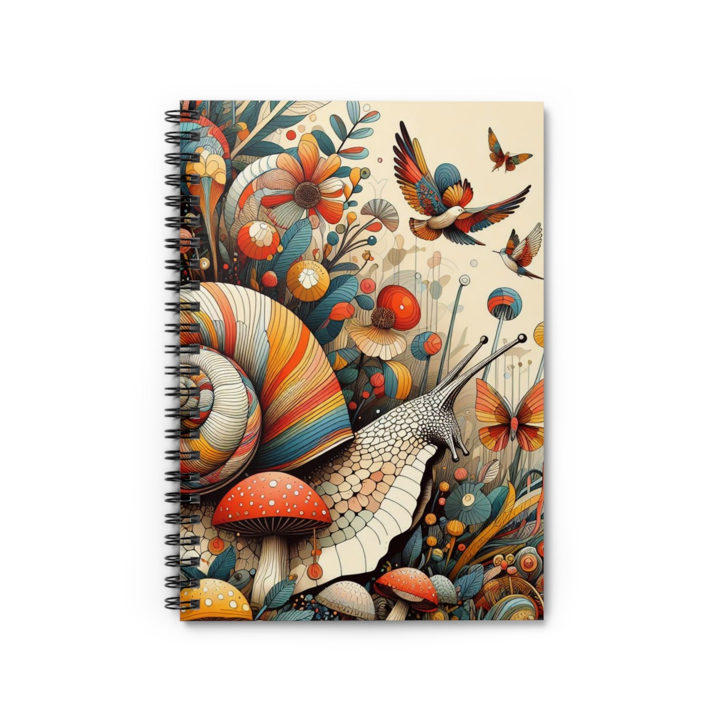 Flower Garden Snail & Butterfly Spiral Notebook - Ruled Lines