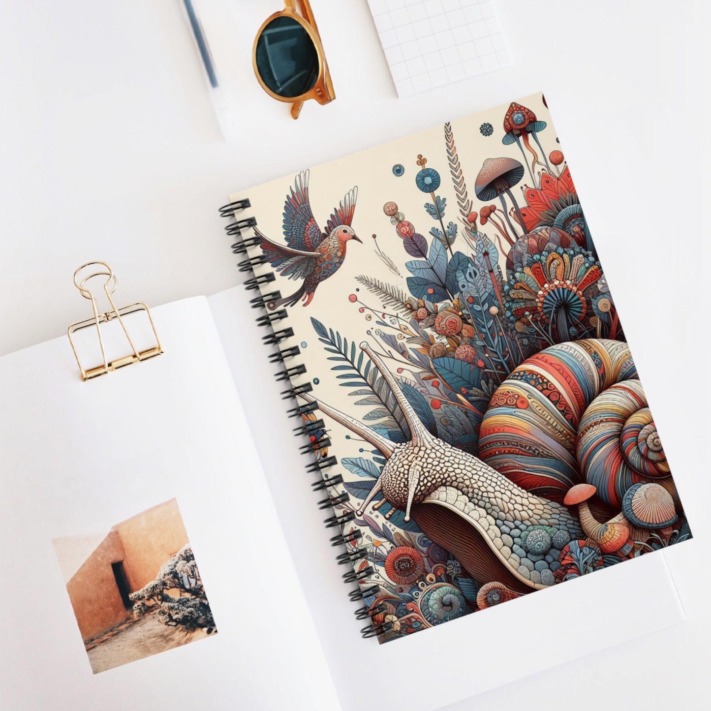 Snail & Birds Pastel Spiral Notebook - Whimsical Design