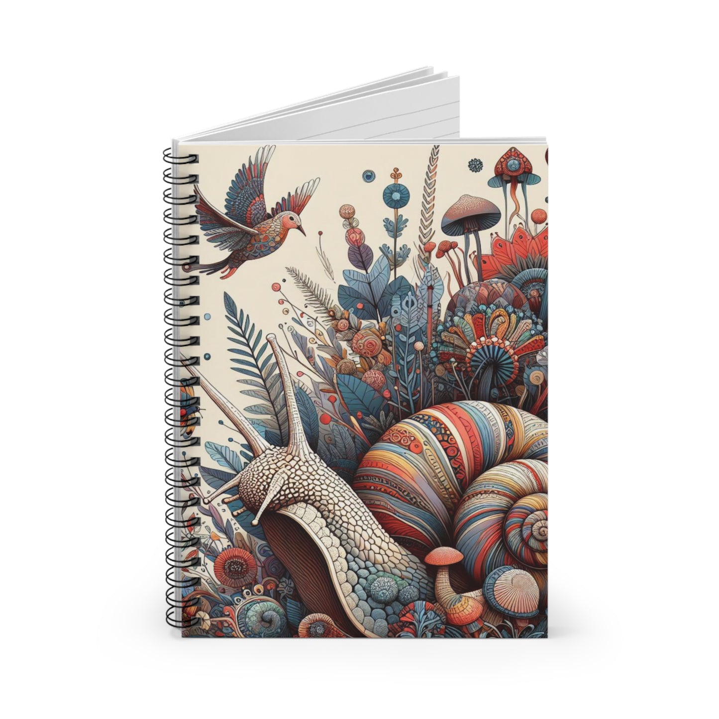 Snail & Birds Pastel Spiral Notebook - Whimsical Design