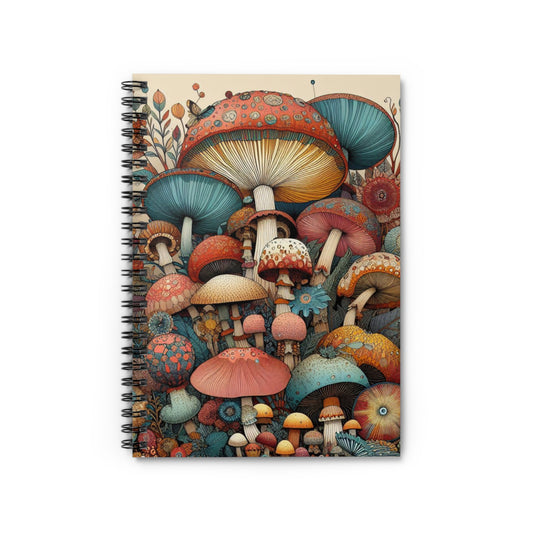 Cute Botanical Mushrooms Spiral Notebook - Colorful Design