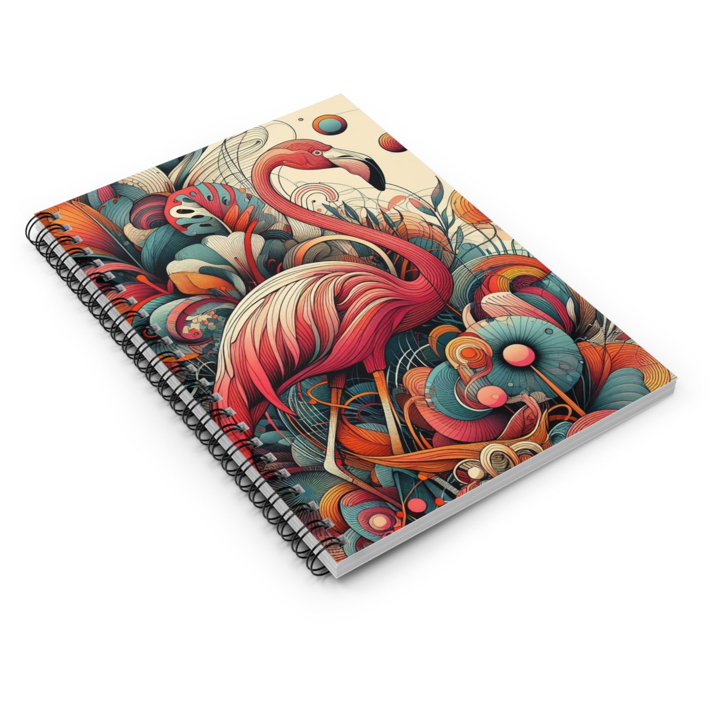 Pastel Flamingo in Forest Spiral Notebook - Elegant Ruled Pages