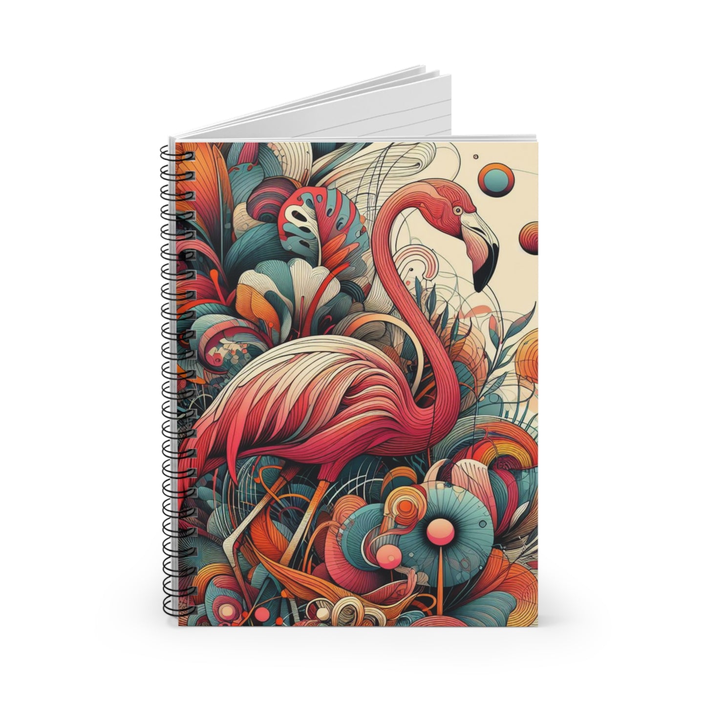 Pastel Flamingo in Forest Spiral Notebook - Elegant Ruled Pages