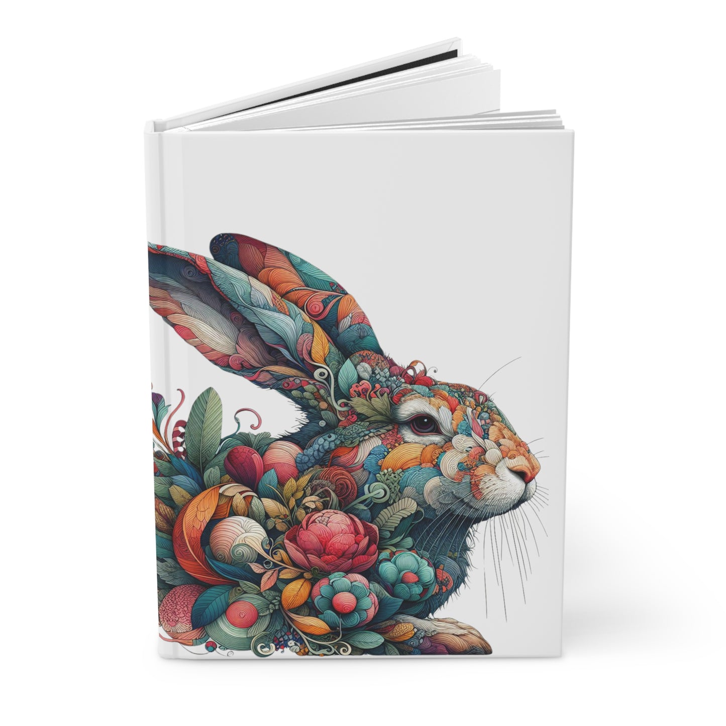 Cute Floral Bunny Hardcover Journal Matte