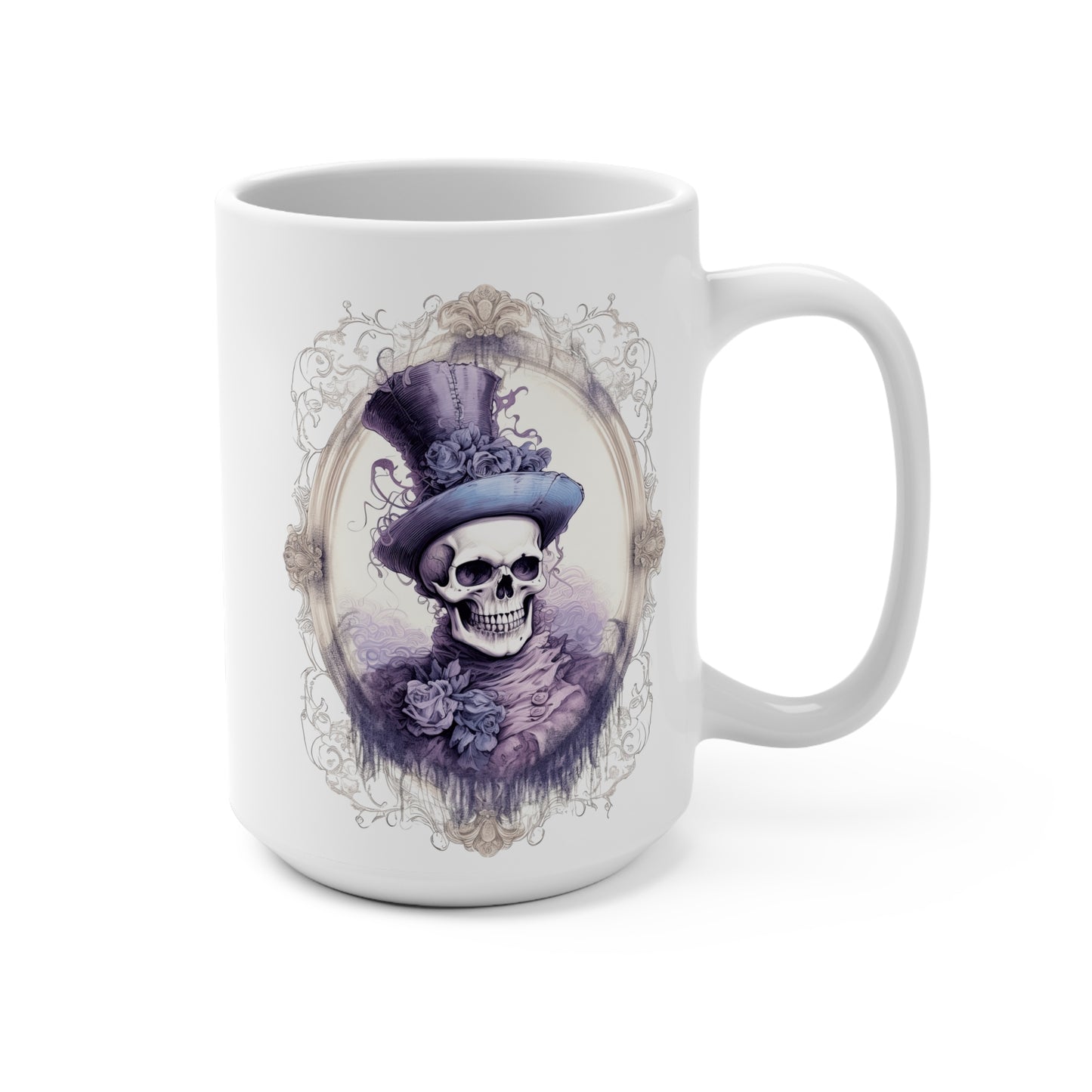 Spooky Skull Mug in Vintage Frame