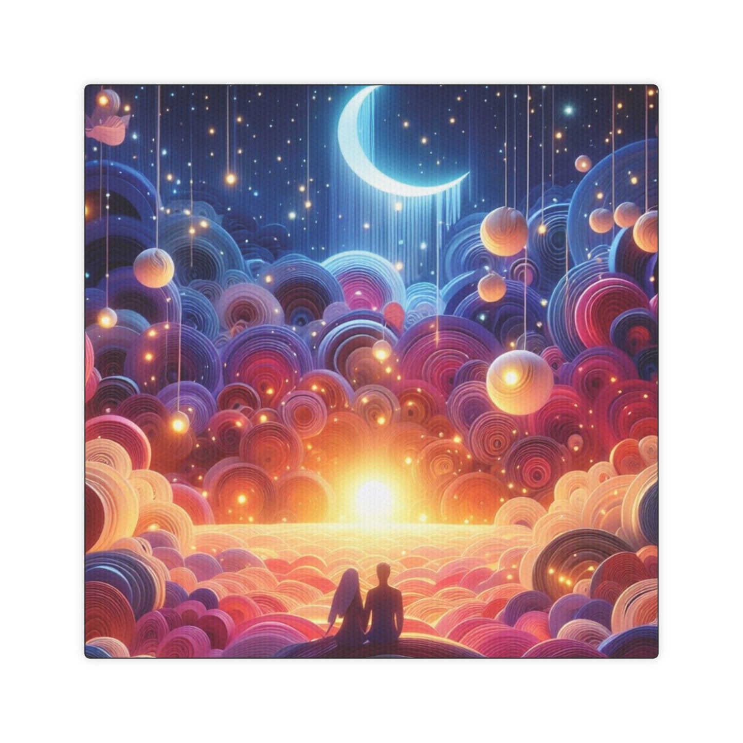 Lovers Sunset Quill Art Poster