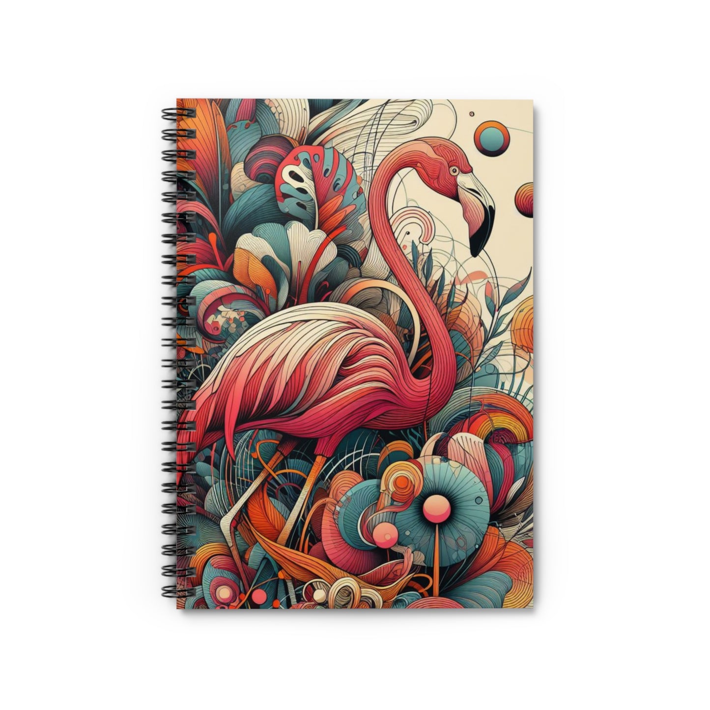 Pastel Flamingo in Forest Spiral Notebook - Elegant Ruled Pages