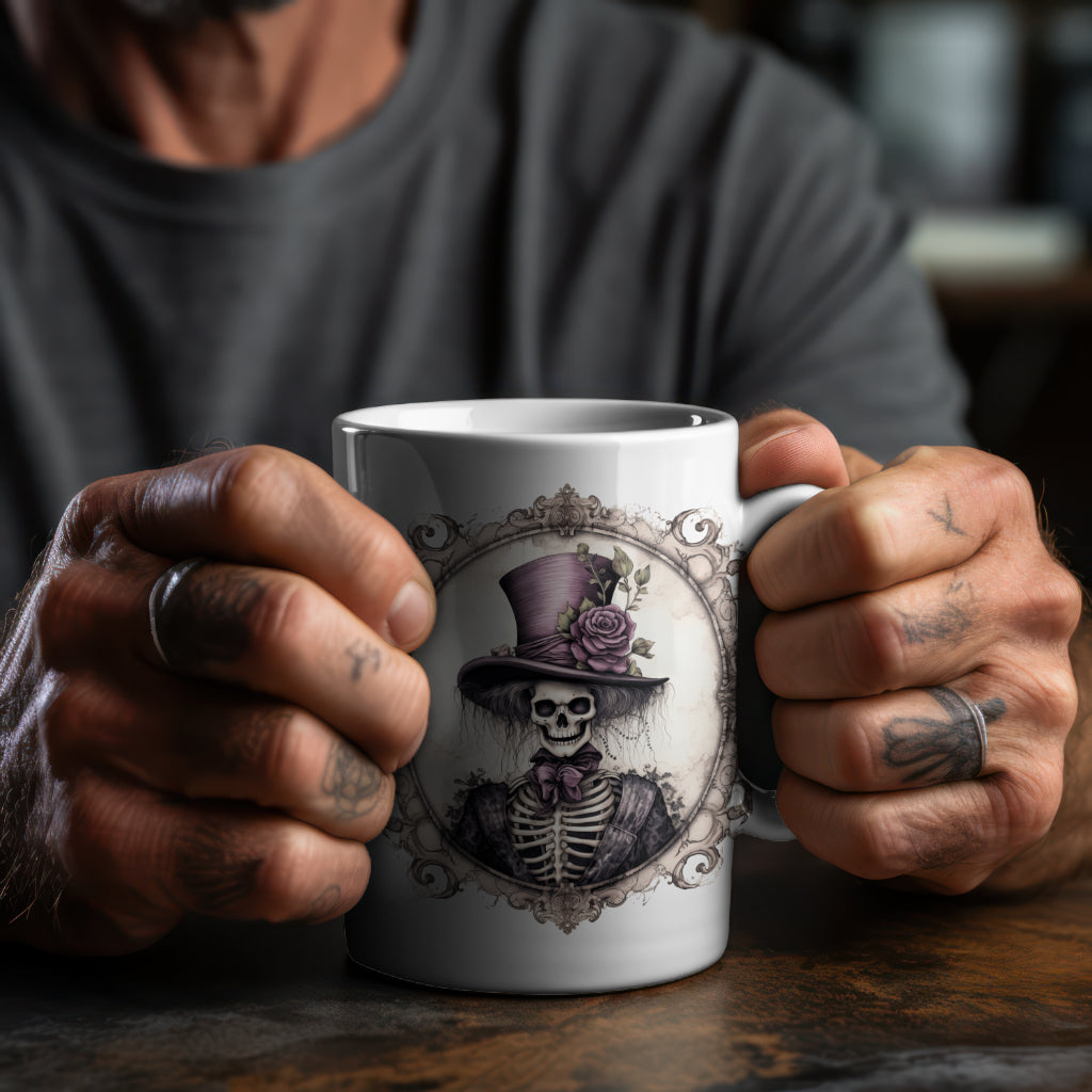 Spooky Skull Mug Vintage Old Lady Halloween